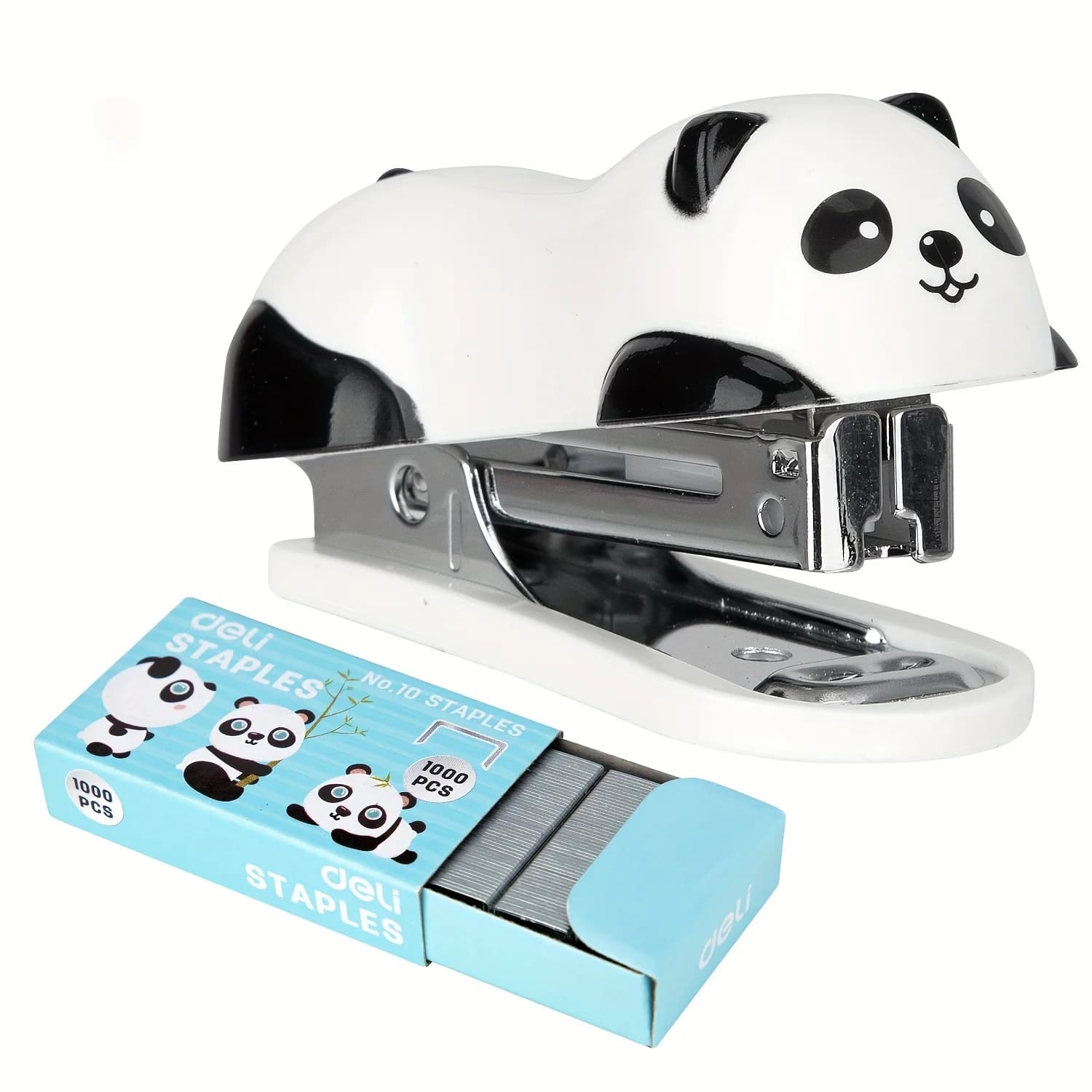 Set di mini cucitrici a cartone animato DELI con 1000 graffette n. 10, cucitrici manuali carine per ufficio e scuola, forniture per rilegatura