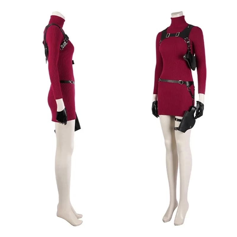 ☆ SunlCos Costume da Cosplay Femminile di Ada Wong da Resident Evil 4, Abito con Cintura, Outfit per Halloween e Carnevale, Travestimento per Donne Adulte ☆