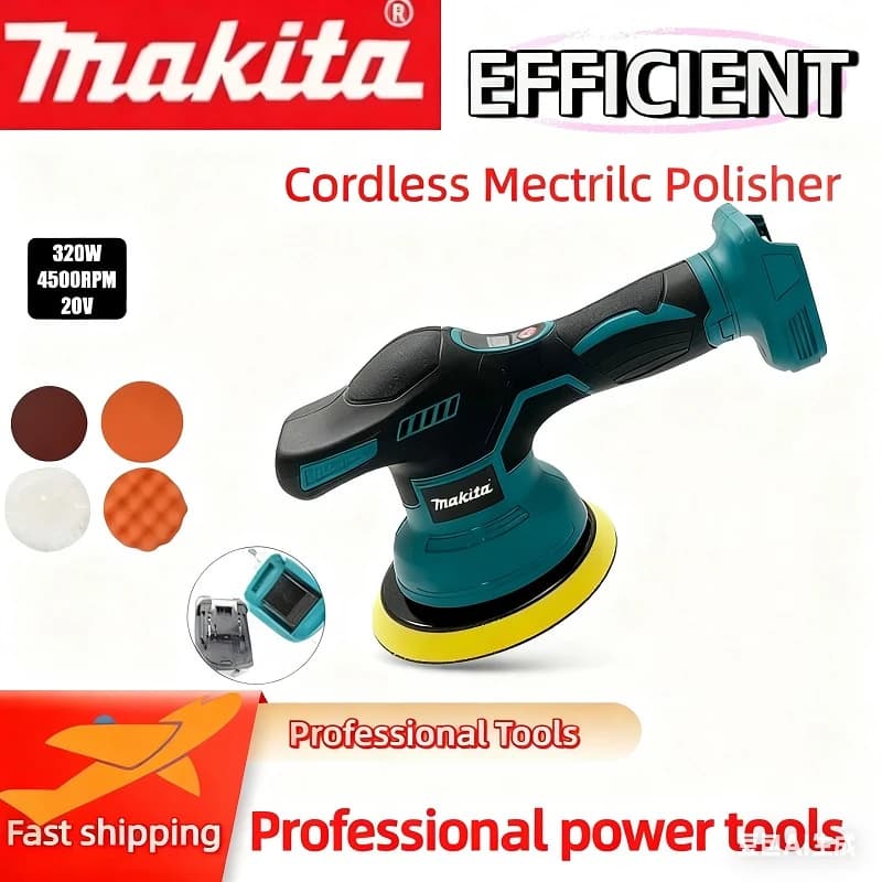 Lucidatrice per auto Makita a 8 velocità con display digitale, lucidatrice elettrica senza fili per auto, macchina per lucidatura e ceratura auto, compatibile con batterie Makita