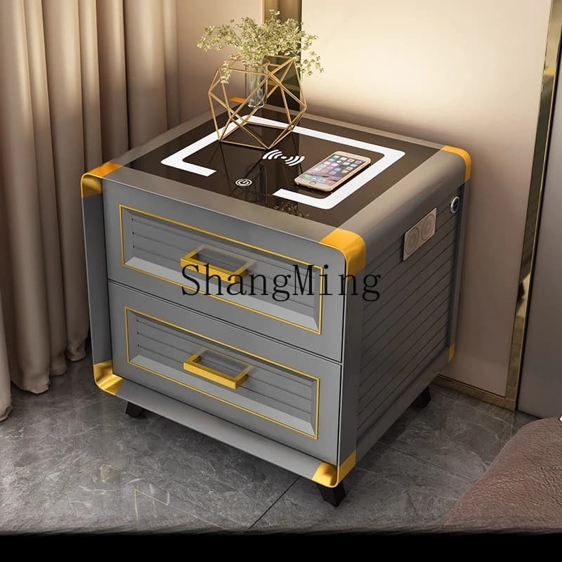 LXY Fashion Smart Storage Comodino Camera da letto Blocco impronte digitali Comodino multifunzionale