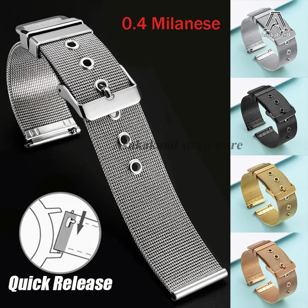 0.4mm Mesh Watch Strap for DW 18mm 20mm 22mm Stainless Steel Milanese Watchband for Seiko for Omega Band Men Women Wristbelt