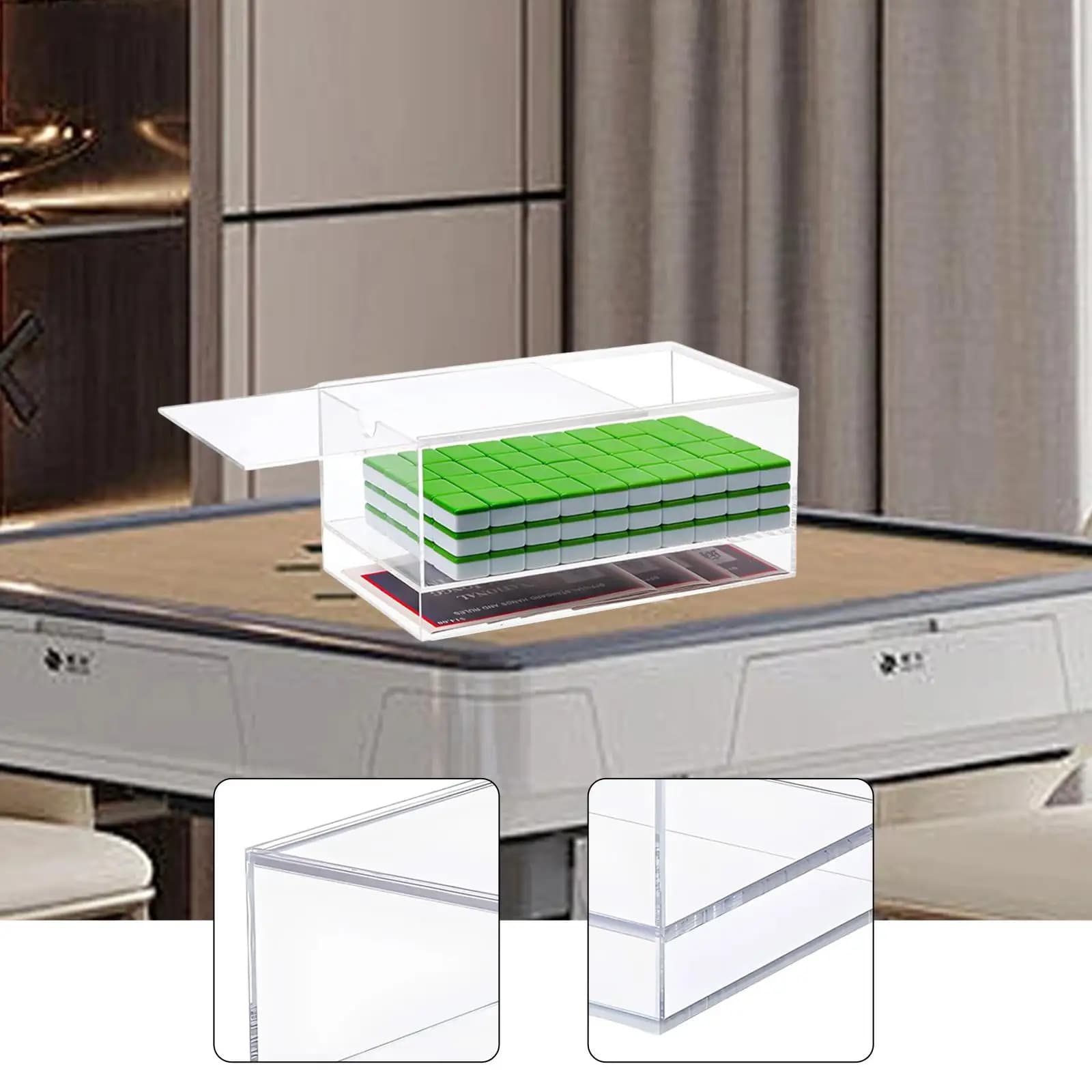 Scatola Trasparente per Mahjong in Acrilico con Scomparti per Set di Scacchi e Accessori da Gioco
