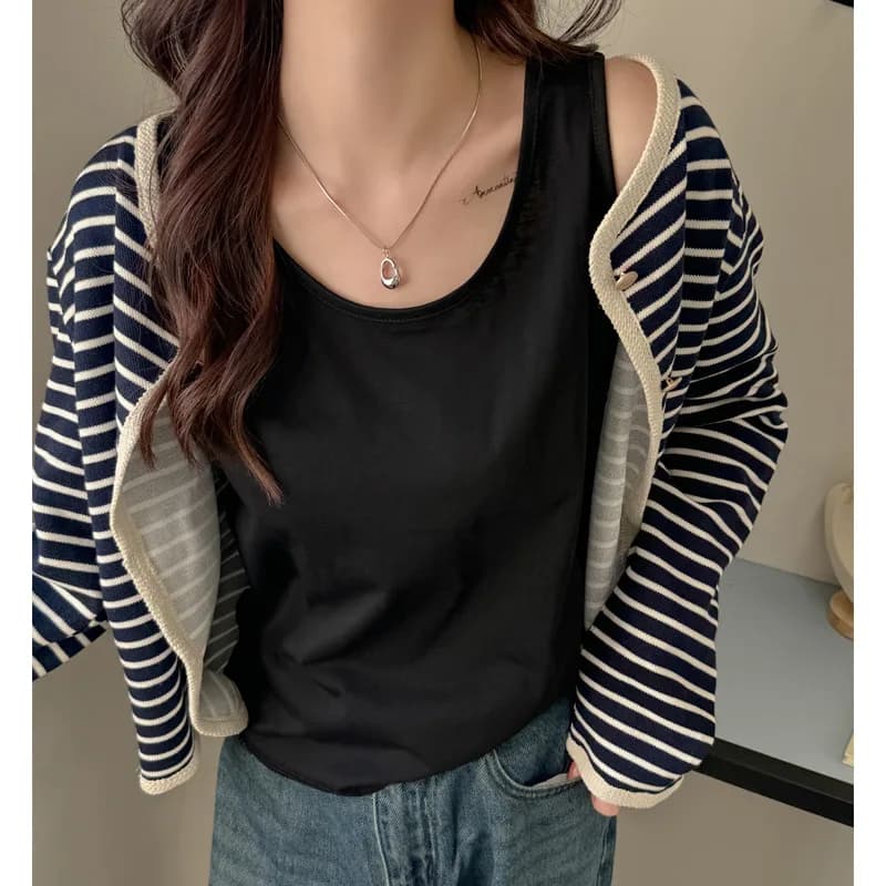 Women Spring Summer Versatile Loose Lazy Tank Top Sleeveless Cami, Hide Fat Basic Camisole Vest for Inner & Outer