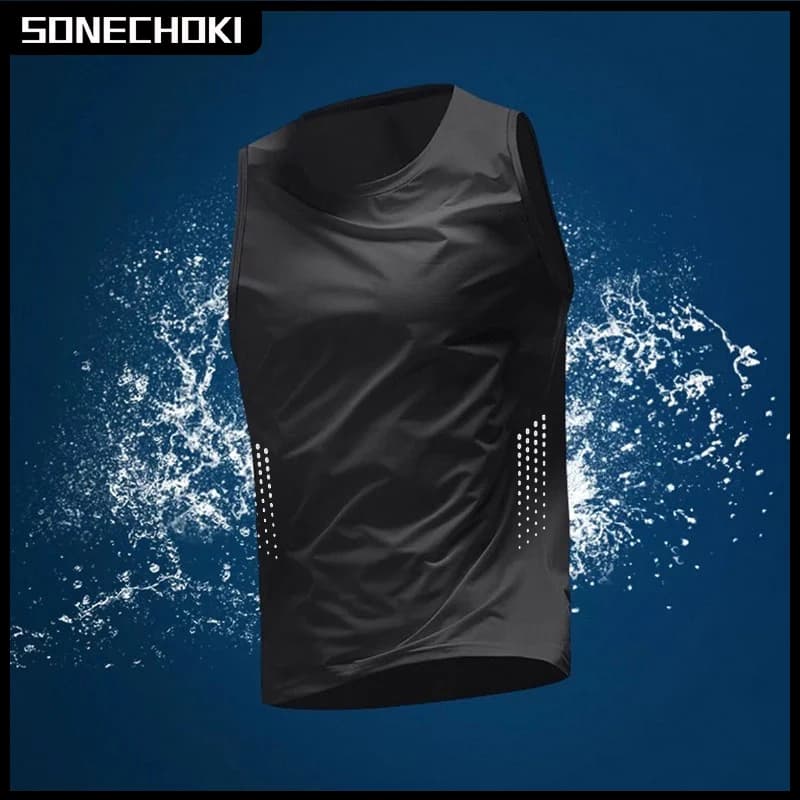 Men's Summer Running Vest Shirt Sleeveless Wide Canoe Basketball Gym Sports Clothing For Fitness Training Male Top Muscle Breathable