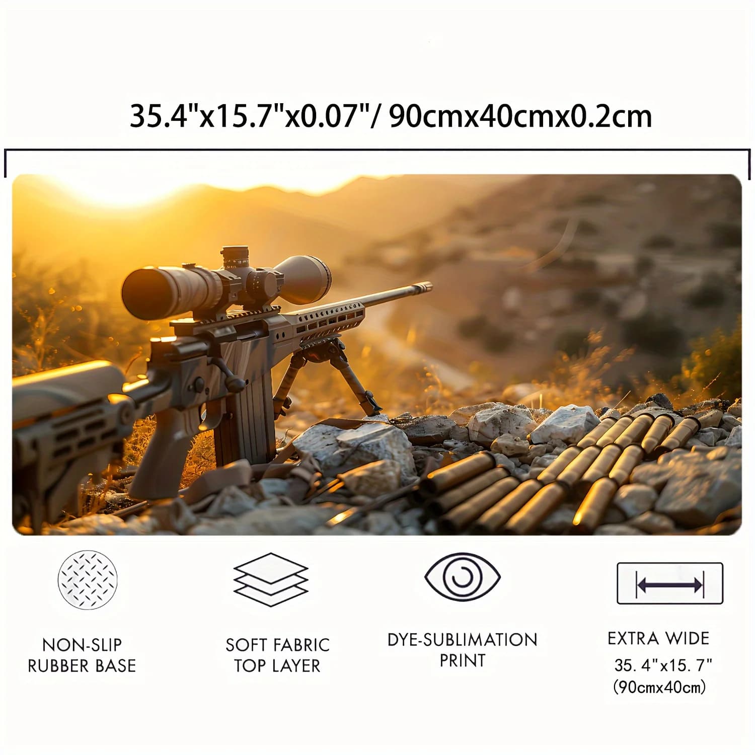 Sunset Sniper Large Gaming Mouse Pad Stitched Edge Non-Slip Rubber Base Desk Mat