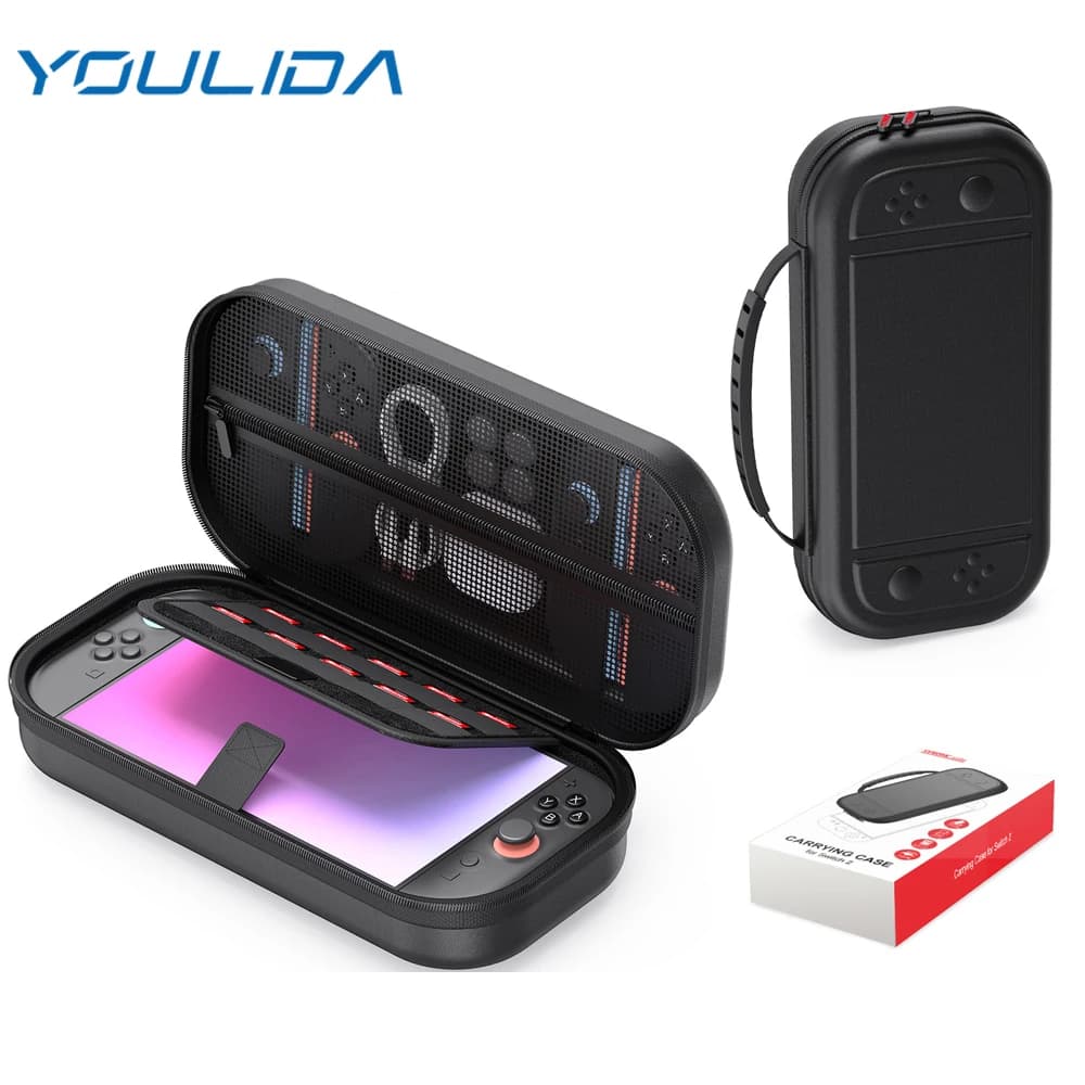 Custodia Rigida per Nintendo Switch 2, Borsa Portatile con Scomparti per Schede di Gioco, Custodia da Viaggio in PU per Console e Accessori