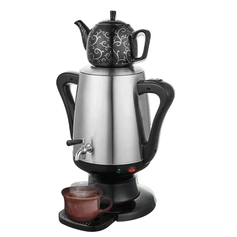 Set of teapots, Samovar with Turkish pot, electric kettle suit