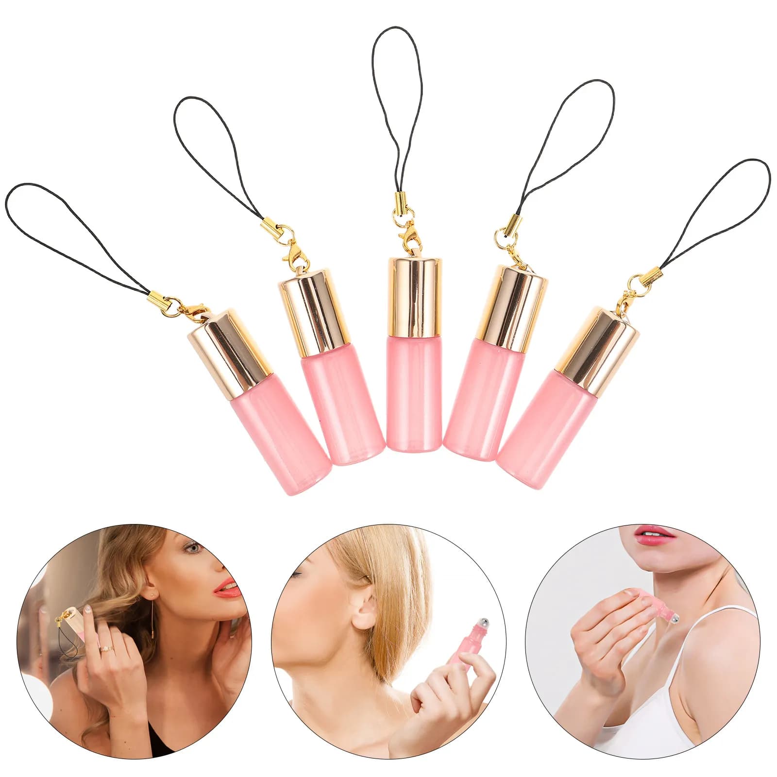10 flaconi eleganti in vetro con perle, da 5 ml, per oli essenziali, profumi, ricaricabili, riutilizzabili, piccoli flaconi in vetro, compatti ed eleganti
