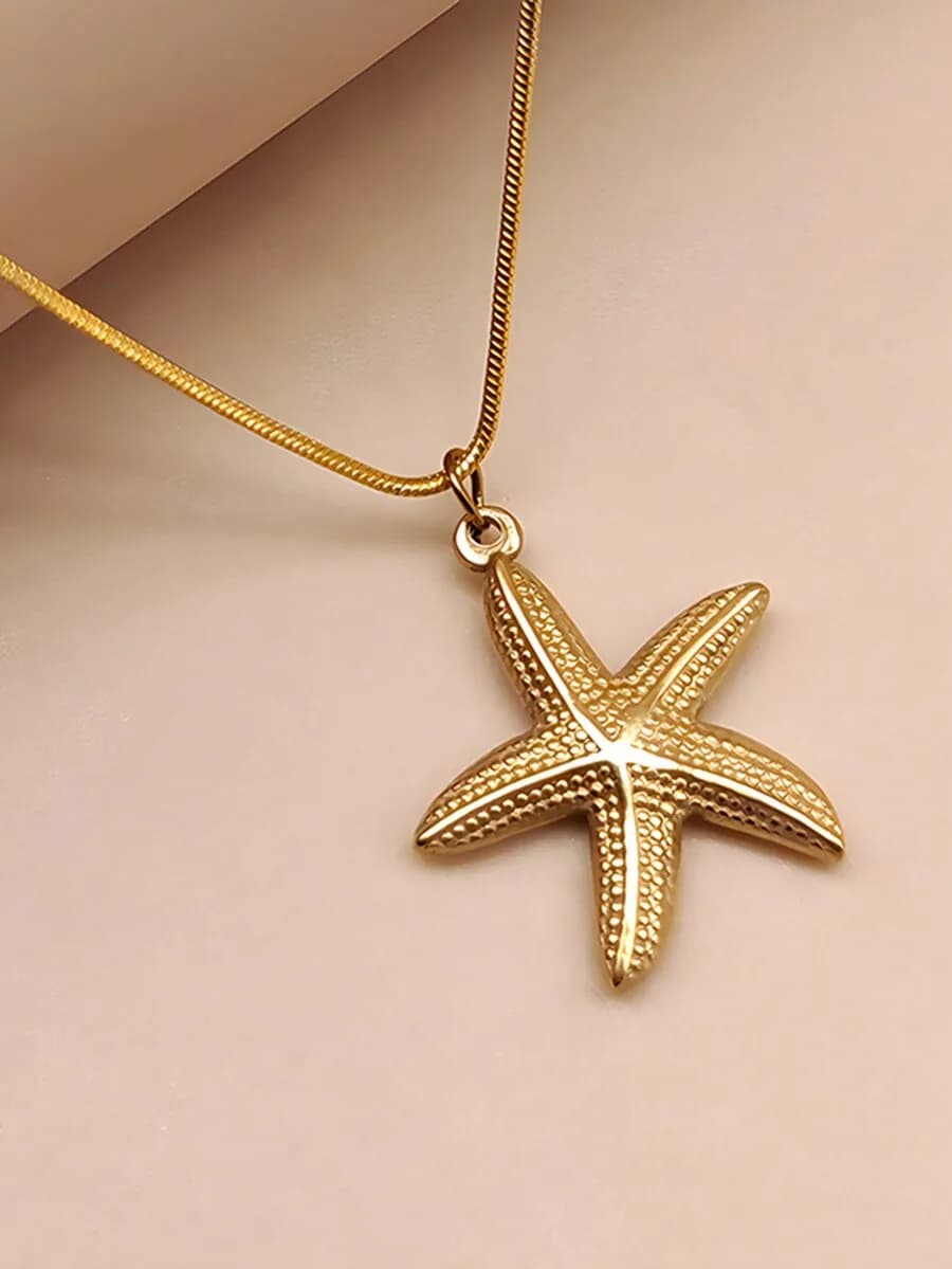 1pc stainless steel sea star pendant necklace for summer ocean theme