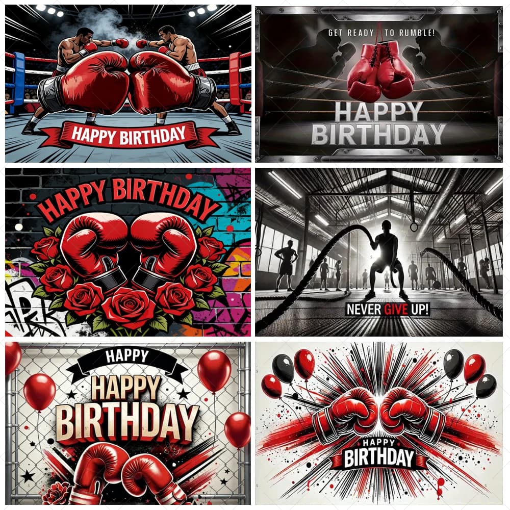 Tema boxe Decorazione festa di compleanno Sfondo Guanti Luogo Scena Poster Sfondo Baby Bath Forniture Servizio fotografico Puntelli Regalo