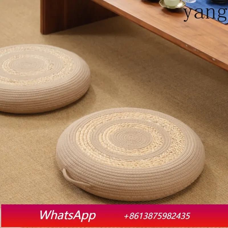 YJQ futon cushion, small stool on the home floor, medieval style linen rope tatami, tatami meditation