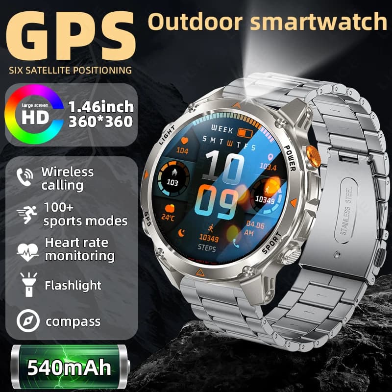 Nuovo T-Rex Per Android Militare GPS Smartwatch Monitoraggio della Salute Bussola Incorporata Altimetro IP68 Impermeabile Sport Smartwatch Da Uomo