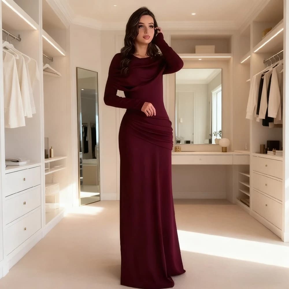 Eid Women's Dress Abaya Muslim Pleated Party Dresses Jalabiya Ramadan Dubai Solid Slim Fit Largos Dresses Arab Long Dress 2026