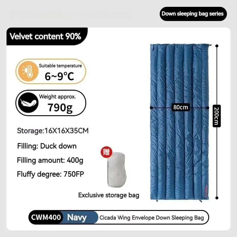 Sleeping bag 650FP 85% Sleeping bag for winter hiking Envelope for outdoor camping
