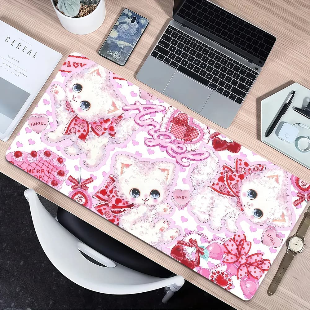 Tappetino per mouse kawaii rosa Lolita cat a-amenomori fumika Tappetino per mouse da scrivania ispessito con bordo antiscivolo Tappetino per mouse da gioco grande per ufficio e studenti