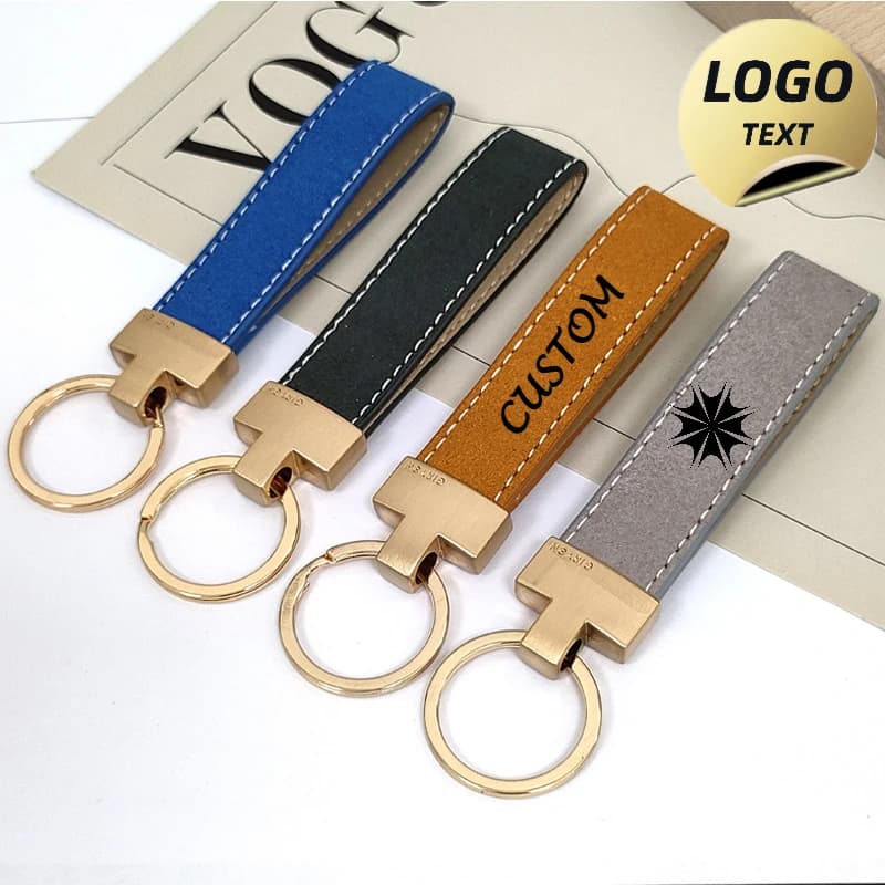Custom Leather Ring Keyring with Laser Engraving Vintage Car Keychain for Men and Women Custom Corporate Name Number Keyring Gift
