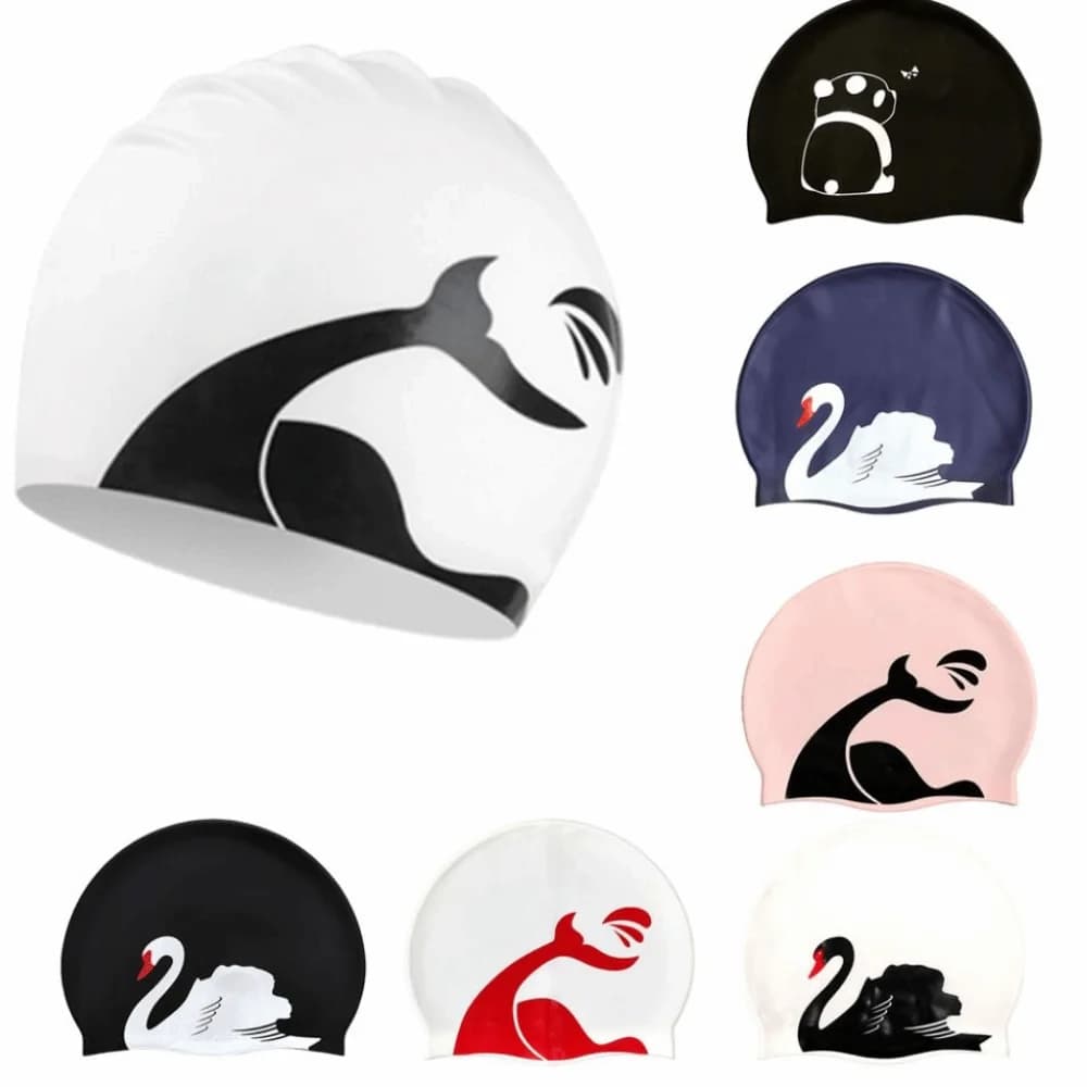 Plus Size Swimwear with Printed Motive Protective Eyewear Waterproof Professional Dive Hat