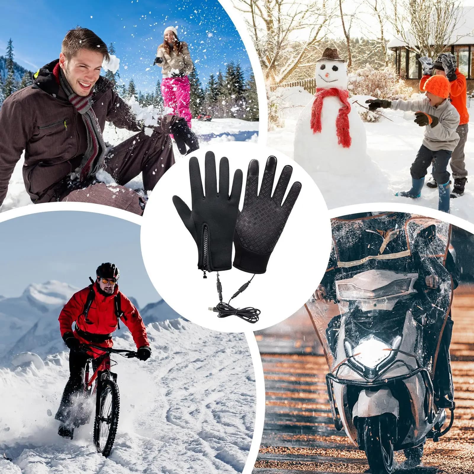 Guanti riscaldati da uomo Guanti da equitazione riscaldati Scaldamani Guanti touchscreen ricaricabili per l'inverno Uomo Donna Moto all'aperto