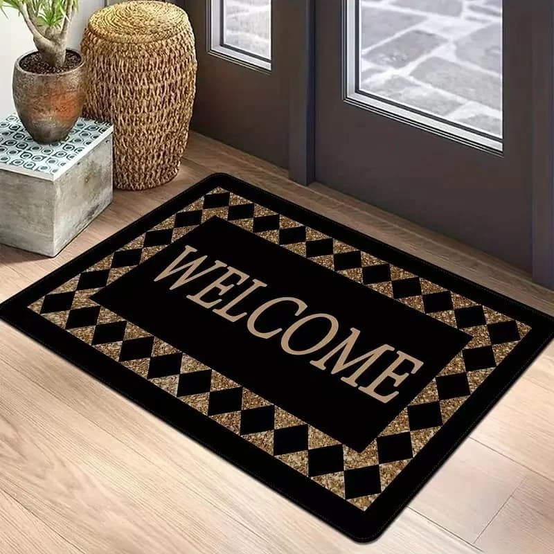 VIKAMA Welcome Door Mat Non-Slip Washable Kitchen and Bathroom Floor Mat Indoor and Outdoor Carpet Home Decoration