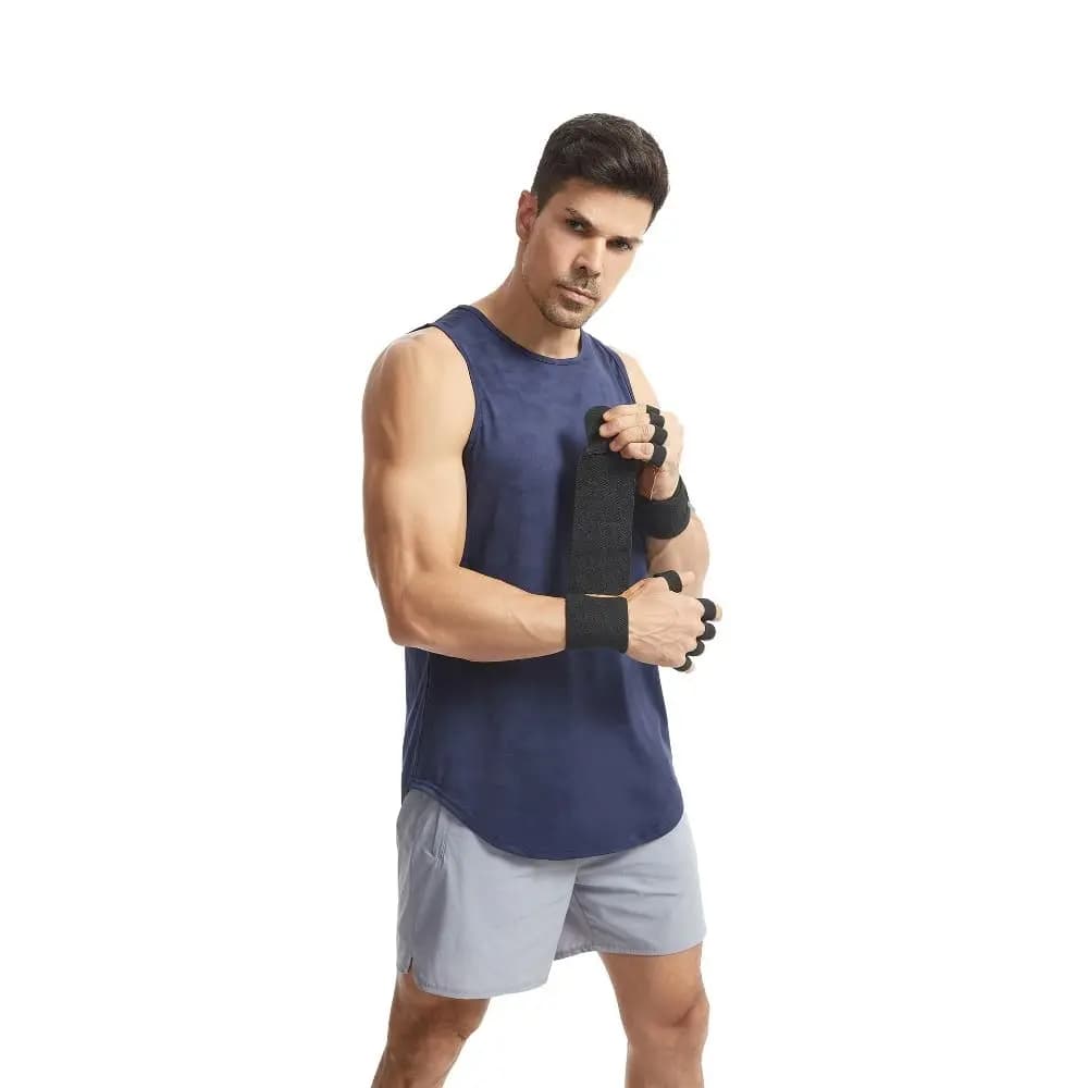 1 Paio di Guanti da Sollevamento Pesi in Pelle Bovina, Antiscivolo, a Quattro Dita, Ventilati, con Polsiera, Traspiranti per Fitness e Allenamento