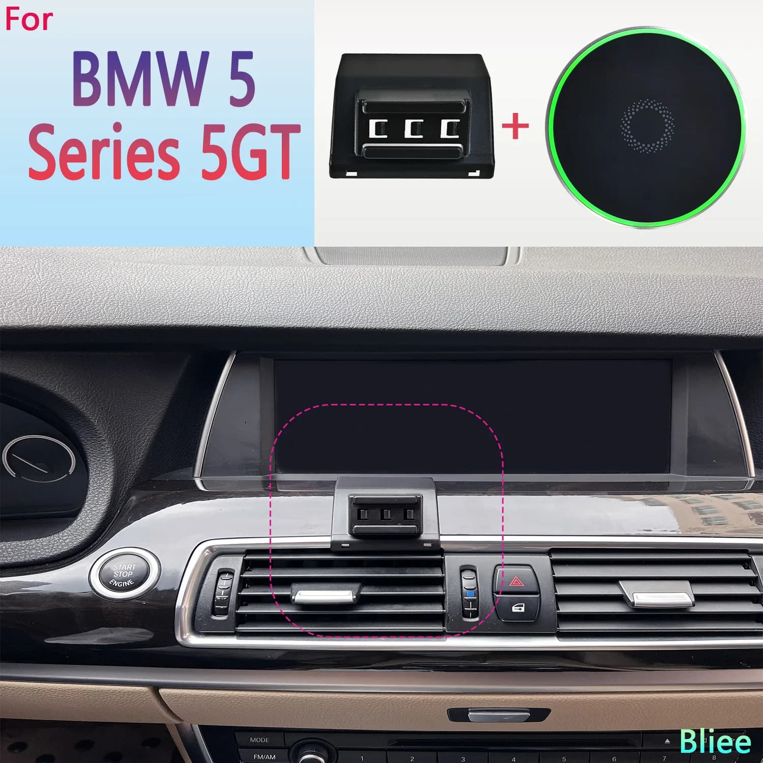 Per BMW Serie 5 5GT F07 2010 2011 2012 2013 2014-2017 Supporto magnetico per telefono per auto 15W Supporto per telefono di ricarica wireless Base MagSafe