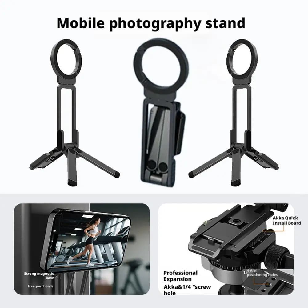 Foldable Portable Phone Holder Stand Magnetic Cell Phones Tripod Mount for IPhone 16 15 14 13 12 Pro Max Xiaomi Huawei