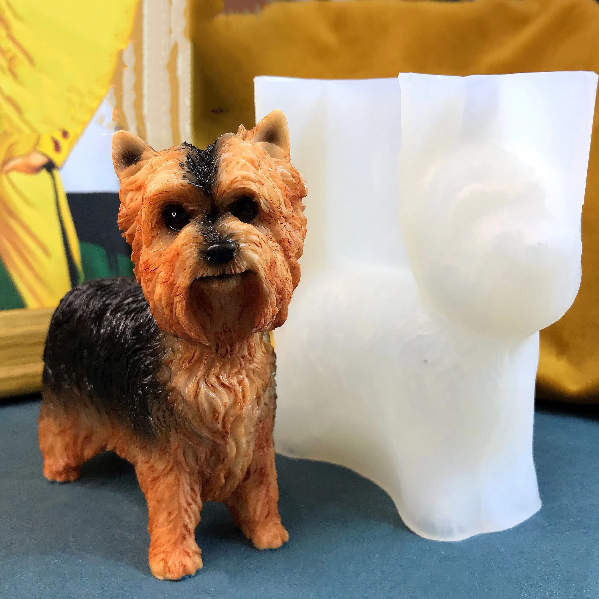 Yorkshire Terrier Animal Model Resin Ornament White Silicone Molds Mold Epoxy Christmas Ornament Molding New 3D Puppy Mold