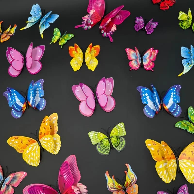 12 adesivi murali farfalle 3D a doppio strato, decorazioni per il soggiorno, matrimoni, decorazioni per la camera dei bambini, adesivi magnetici per arte della parete fai da te