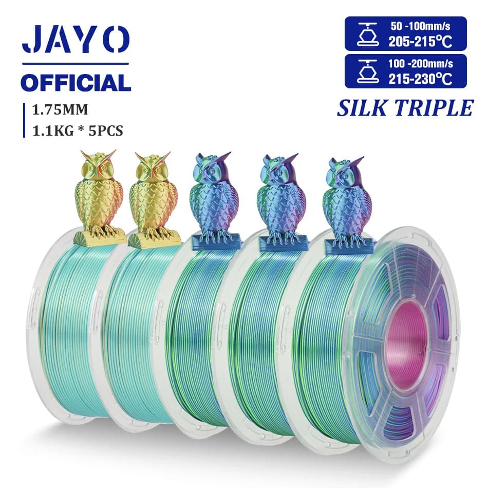 JAYO PLA Rainbow 3D Filament Silk PLA Plus Rainbow 3D Printer Filament For 3D Printer FDM Silk PLA + Double/Triple Color 5 pcs/set