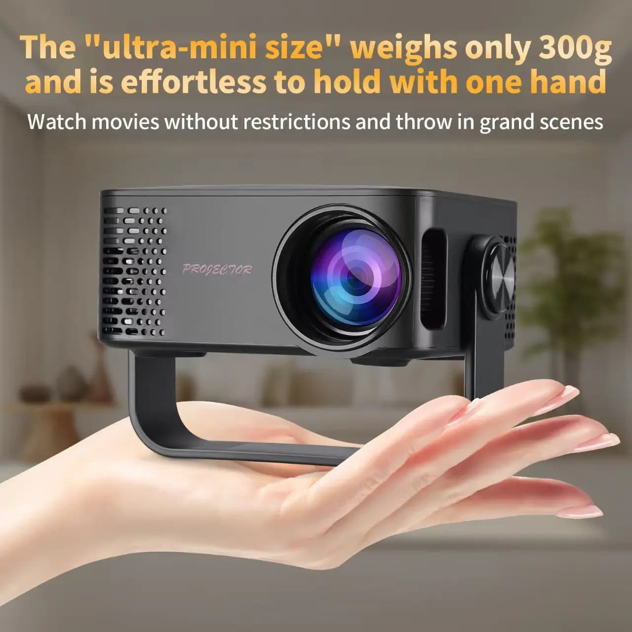 LGOODVIN M60 Mini Projector Built in WiFi Wireless Screen Mirroring Home Theater System with Stand