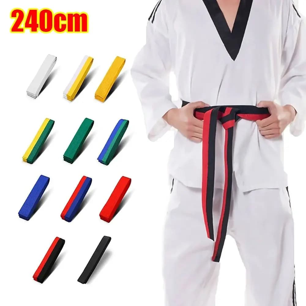 Aikido TKD Belt in 240cm Polyester and Cotton for Taekwondo, Judo and Karate, Easy to Attach, Colored
