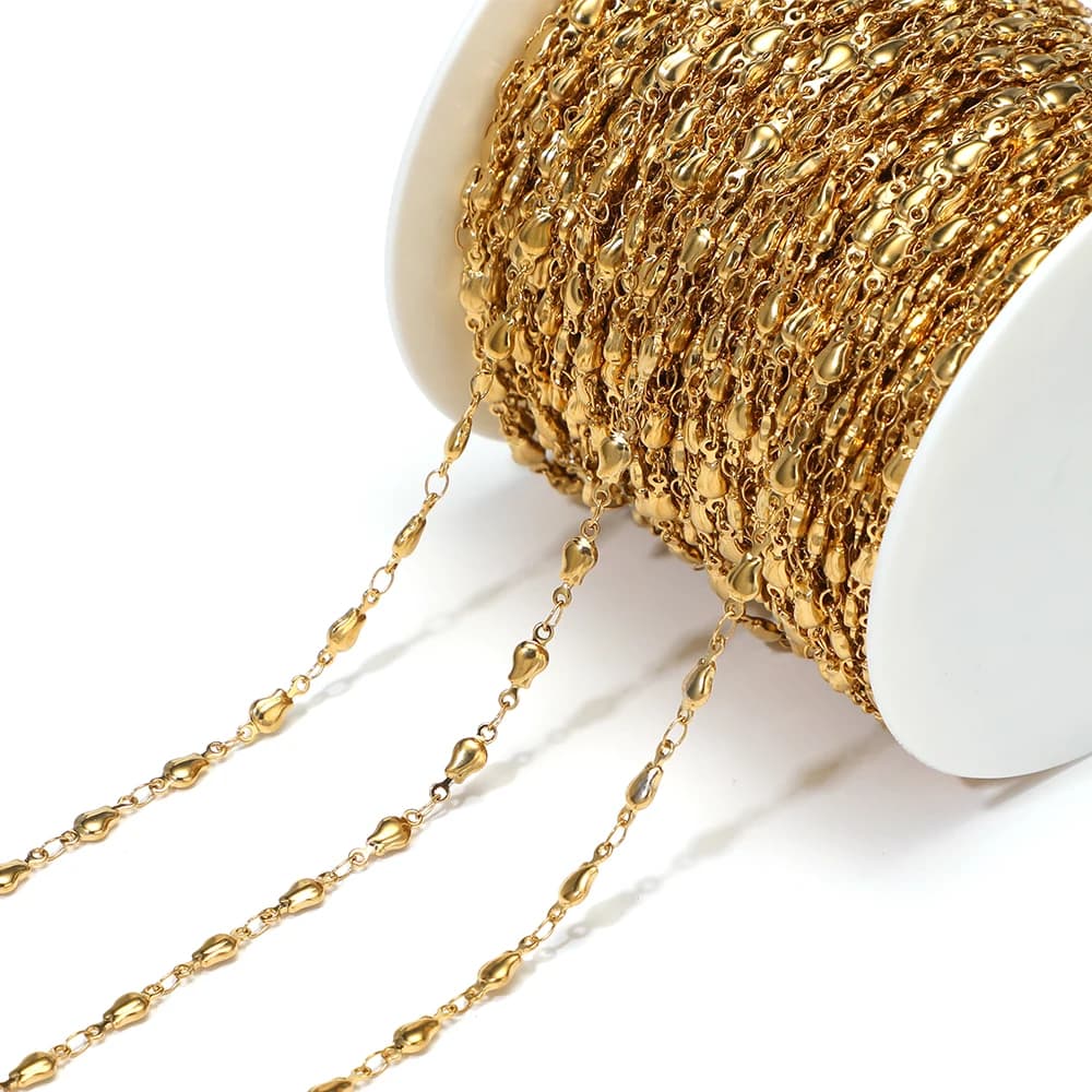Catena di Perline in Acciaio Inox da 1 Metro per Creazione di Gioielli Fai-da-Te, Collane, Bracciali, Accessori per Catene Corporee