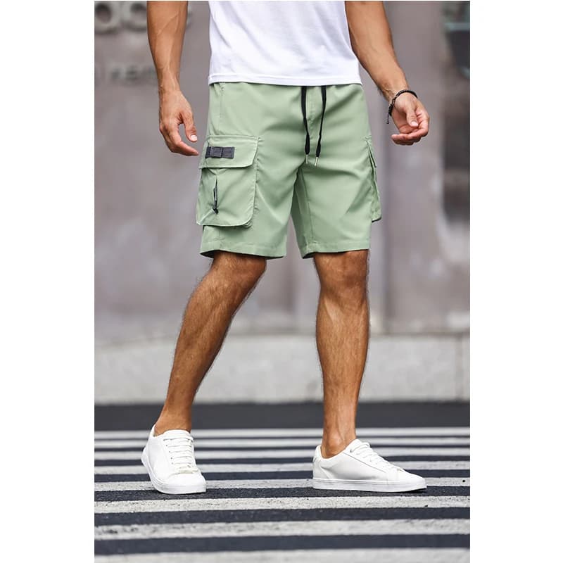 Pantaloncini cargo da uomo con coulisse multicolore Pantaloni tinta unita con tasche Pantaloncini estivi casual