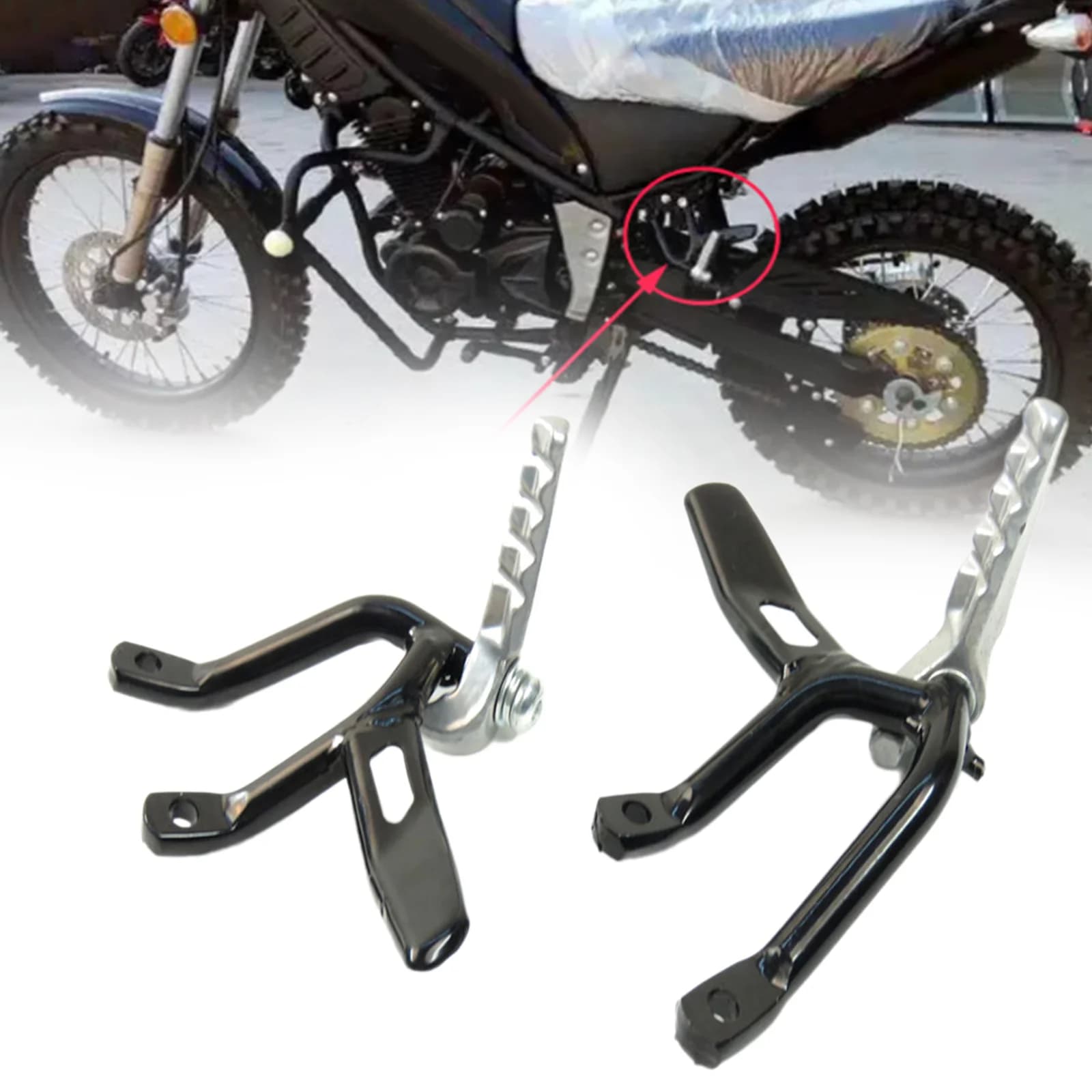 Pedane passeggero posteriore per moto in ferro universale Kit di sostituzione pedale poggiapiedi pieghevole per motocicli da strada e sportivi