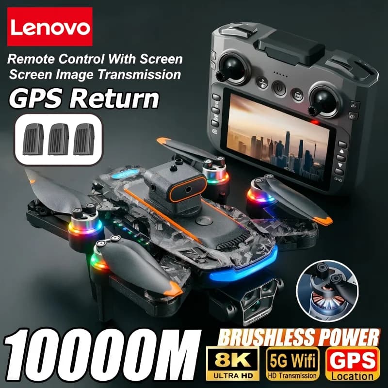 Drone RC Quadricottero Pieghevole Lenovo A14 Pro Max GPS Brushless con Tripla Fotocamera 8K HD, Flusso Ottico e Evitamento Ostacoli Intelligente