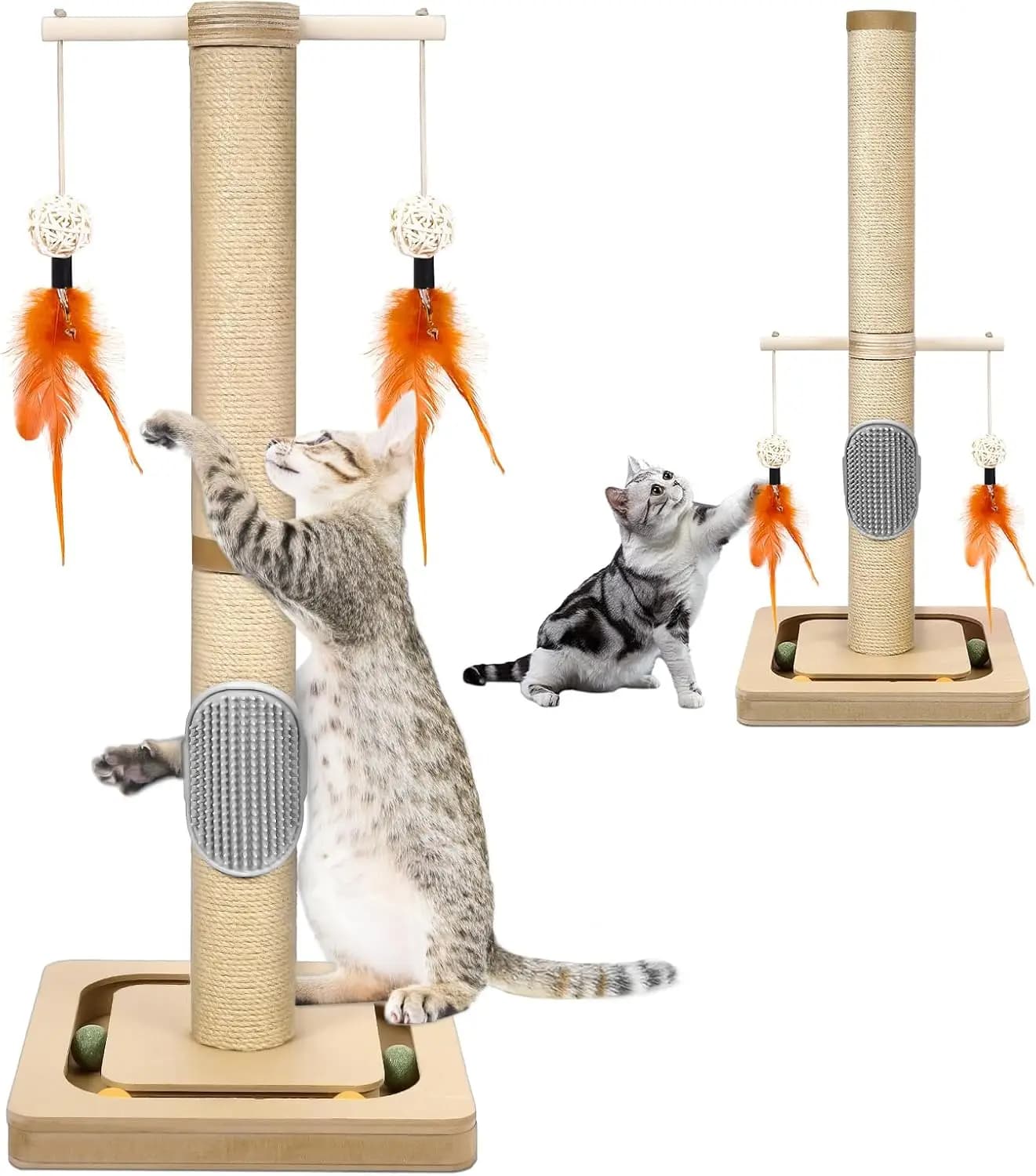Albero per gatti piccolo da 27 pollici con pista a 3 livelli e tiragraffi in iuta, torre salvaspazio per gattini e animali domestici da interno, interattivo