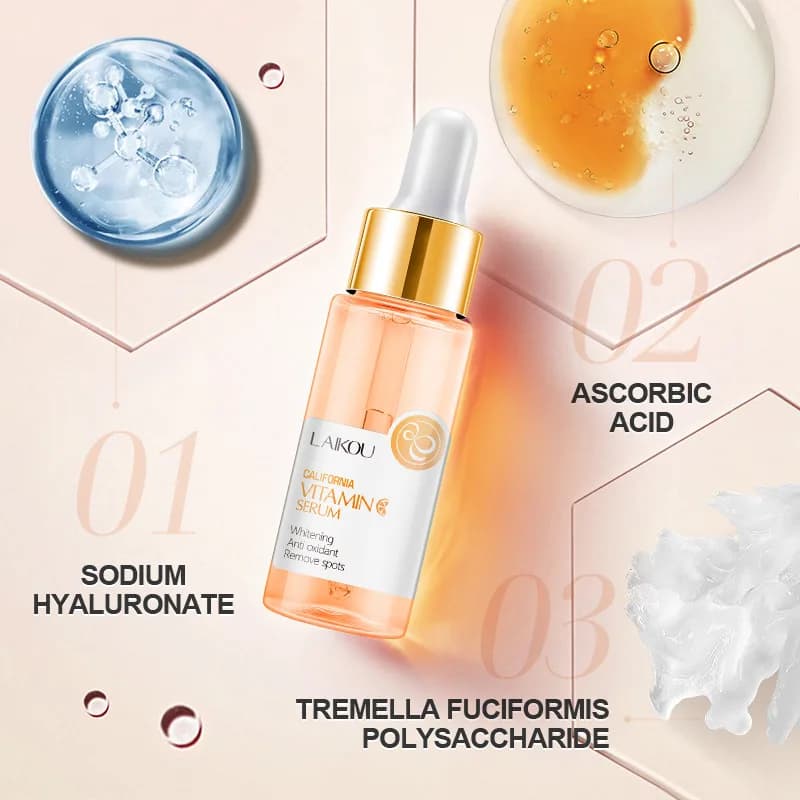 LAIKOU Essenza alla Vitamina C con Fiori di Ciliegio, Idratante Viso Leggero per Macchie Scure, Cura della Pelle Antiossidante e Idratante 30ml