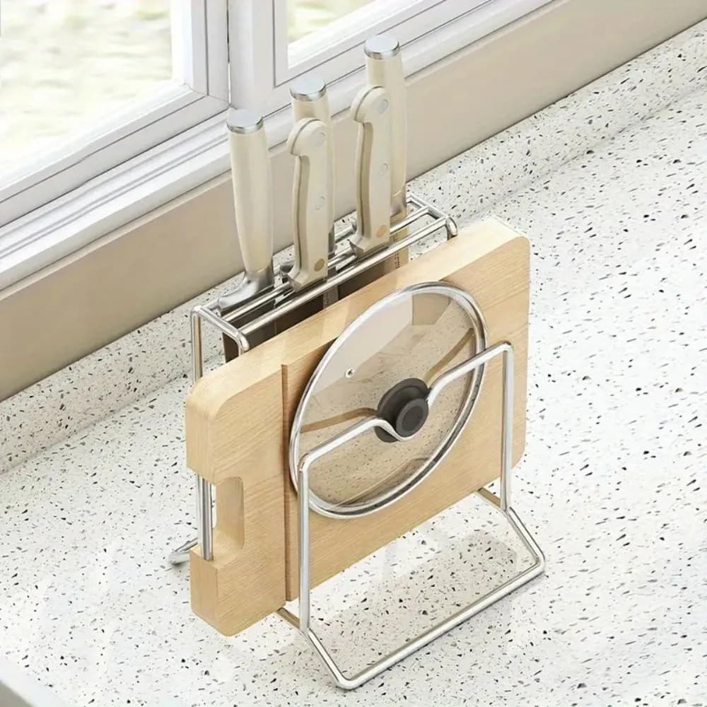​ Portacoltelli da cucina in acciaio inossidabile per tagliere per coltelli, ripiano salvaspazio, portacoltelli resistente alla ruggine