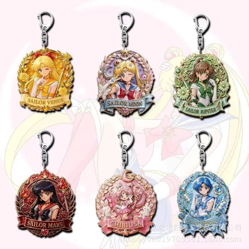 6PCS Sailor Moon Anime Keychain Cartoon Character Backpack Hanging Ornament Collectible Decorative Fan Gift