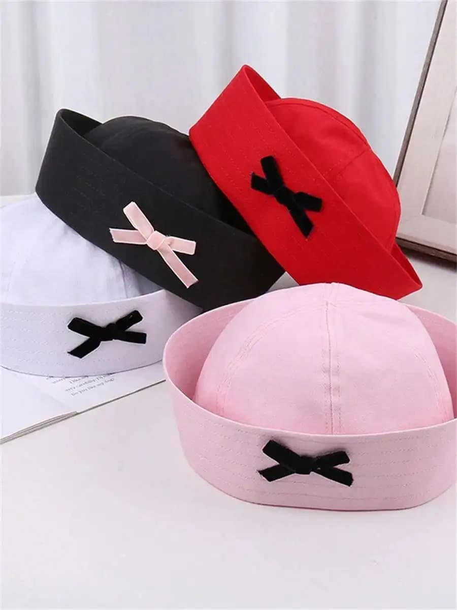 Womens Bow Knot Nautical Sailor Hat For Summer Sun Protection Outdoor Casual Cap