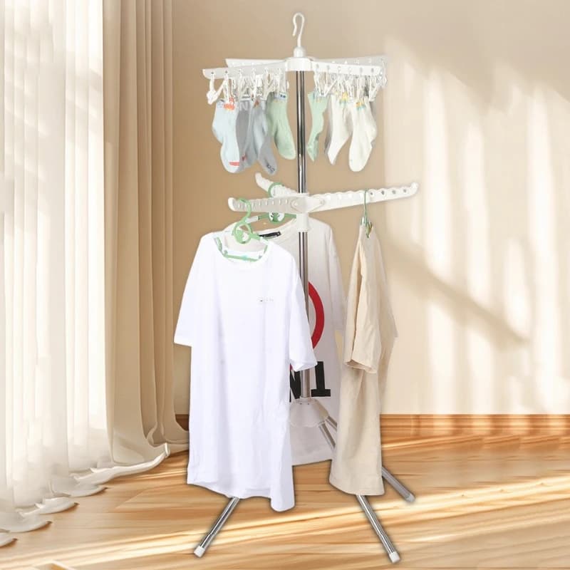 Retractable rod with portable folding clip space for clothes floor for horses balcony coat hangers for home