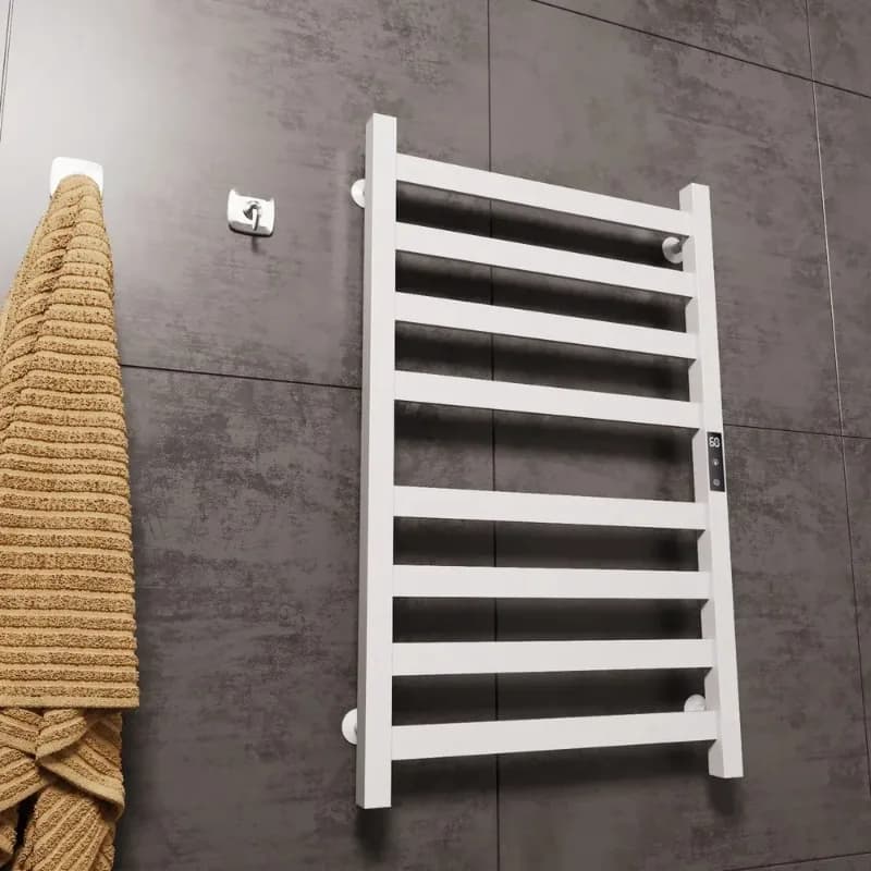 Scaldasalviette Elettrico in Alluminio Spaziale con Funzione di Riscaldamento, Asciugatura, Sterilizzazione e Disinfezione, 8 Barre, per Bagno e Uso Domestico