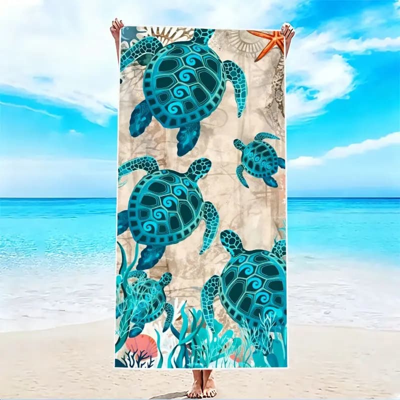 1 pezzo, cinque asciugamani da spiaggia Turtle Beach, asciugamano da spiaggia super assorbente e leggero - asciugamano ad asciugatura rapida senza sabbia, in morbida microfibra, adatto a vari ambienti come spiaggia, piscina, palestra, bagno, campeggio e viaggi.