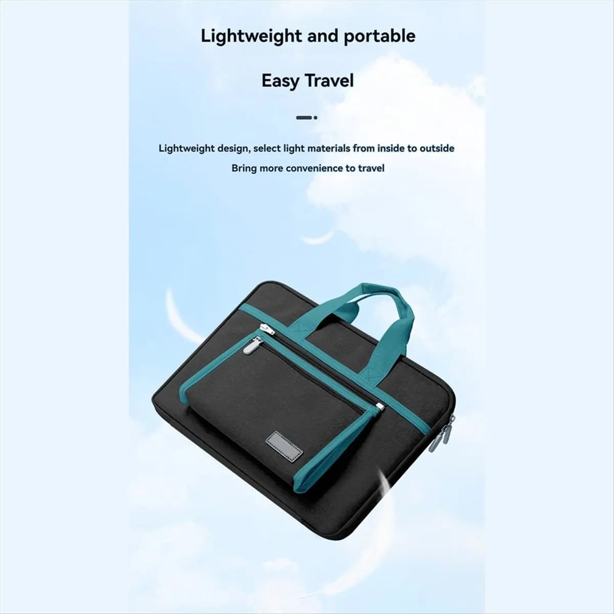 Nuovo modello Borsa per laptop impermeabile, borsa per tablet Borsa per notebook portatile Valigetta per notebook da 15 pollici Nero + Turchese
