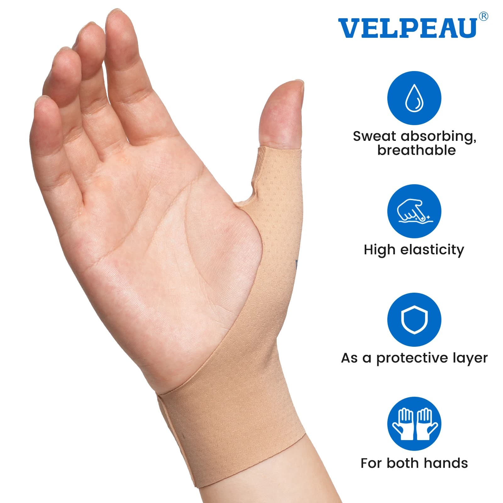 VELPEAU Tutore elastico per pollice e polso, manica di compressione antispruzzo per dolore da artrite, tendinite, distorsione e sport, 2 pezzi