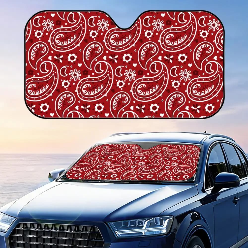 Parasole per Auto in Alluminio Riutilizzabile con Motivo Paisley, Protezione UV e Isolamento Termico per Parabrezza