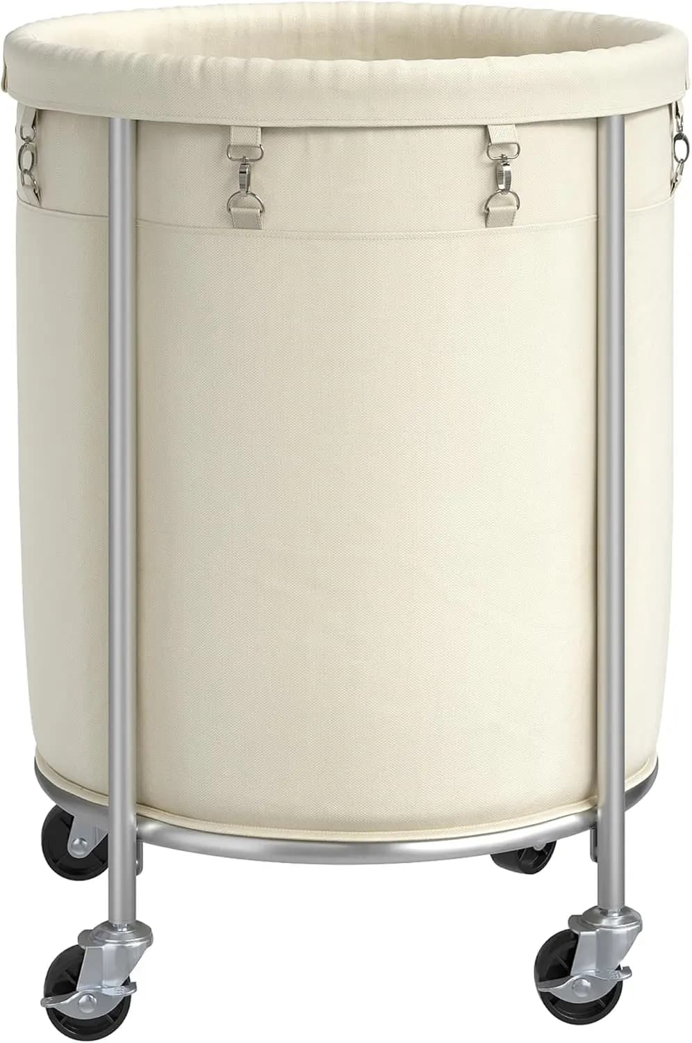 Basket with wheels of 170 liters, removable bag and steel structure, 4 wheels with brakes for bathroom bedroom