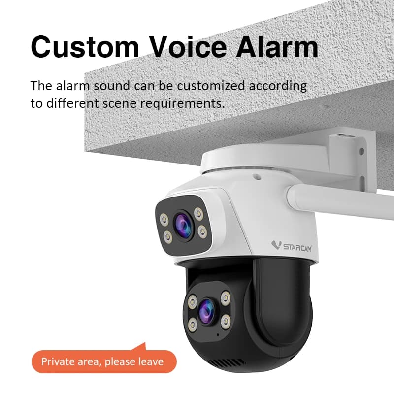 O-Kam APP C622DR Telecamera dome IP con doppio obiettivo da 4 MP Rilevazione umanoide AI Sicurezza a colori CCTV Citofono Baby Monitor Vstarcam