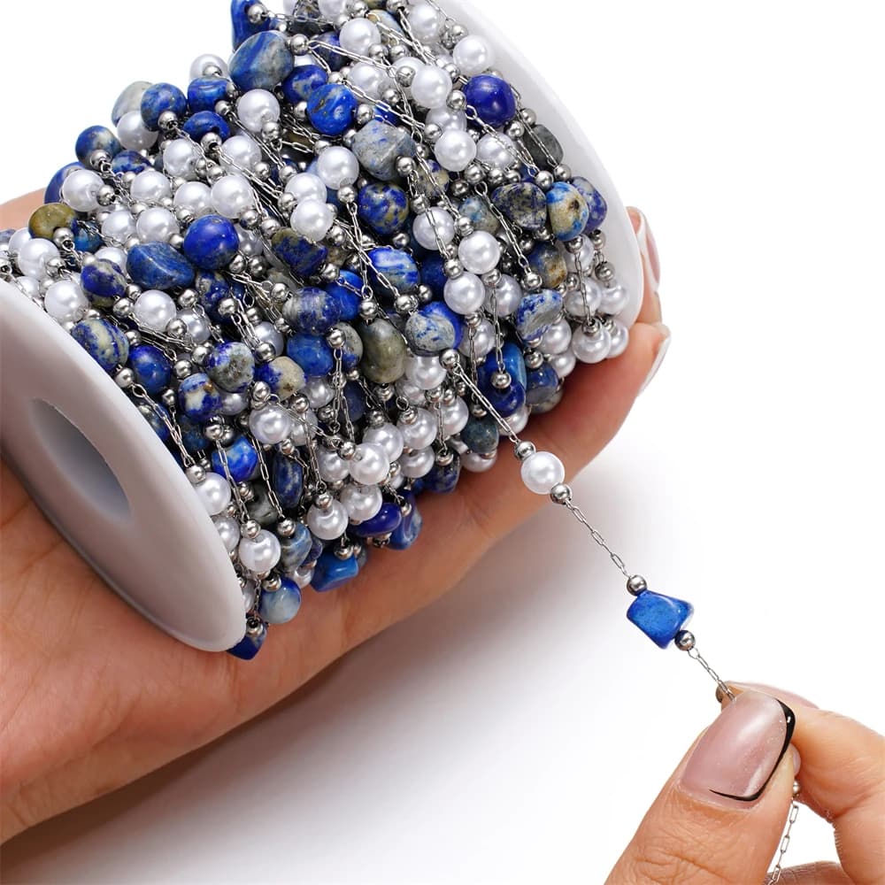 Catene di perle irregolari in acciaio inossidabile da 1 metro/lotto per la creazione di collane, braccialetti e accessori per gioielli fai da te.