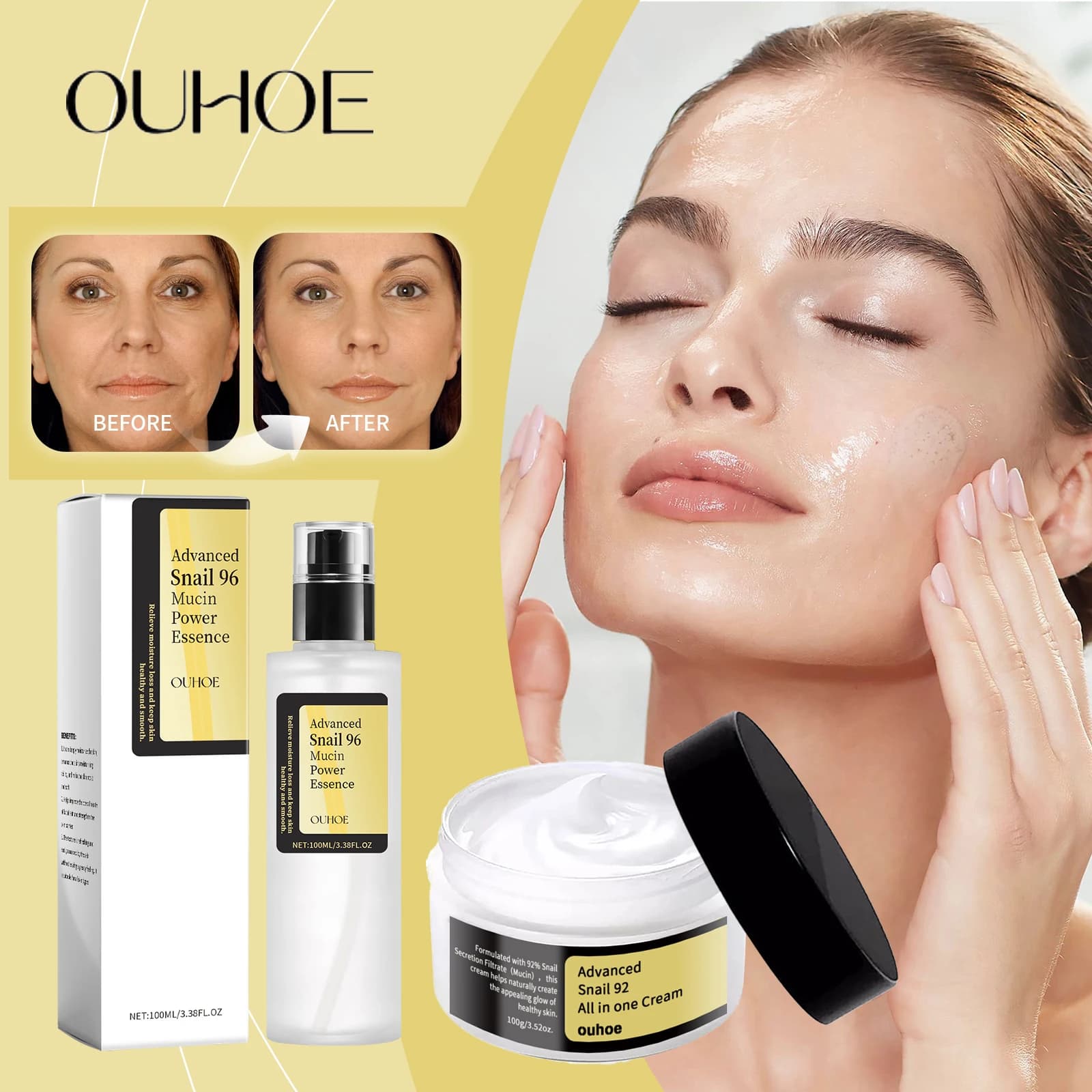 Ouhoe Lumaca Collagen Cream For Face Reparation Hydrating Essence Lifting Rassodante Levigante Nutrient Cream Korean Cosmetic Skin Auto